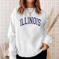 Illinois Varsity Style Navy Blue Text Sweatshirt Gifts for Her