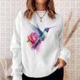 Kolibri-Kunst Rose Tier Bunte Grafik Kolibri Sweatshirt Geschenke für Sie