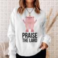 Praise The Lard Pig Love Pork Bbq Praise Hands Sweatshirt Gifts for Her