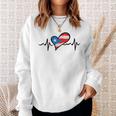 Puerto Rico Flag Heartbeat Puerto Rican Boricua Hispanic Sweatshirt Gifts for Her