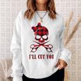 Red Plaid I'll Cut You Hair Stylist Skull Sweatshirt Gifts for Her