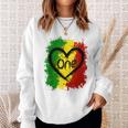 Reggae Heart One Love Rasta Reggae Music Jamaica Vacation Sweatshirt Gifts for Her