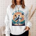 He Is Rizzin Basketball Jesus Retro Easter Christian Sweatshirt Gifts for Her