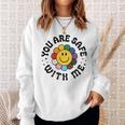 You Are Safe With Me Lgbtq Pride Ally Smile Face Back Sweatshirt Gifts for Her