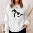 State Of Michigan Great Lakes Water Map Sweatshirt Gifts for Her