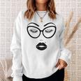 Women's Make-Up Cosmetics Lashes Eyebrows Black Cat Glasses Sweatshirt Gifts for Her