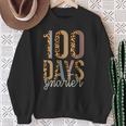 100 Days Smarter Happy 100Th Day Of School Leopard Print Sweatshirt Gifts for Old Women