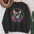 2024 Total Solar Eclipse Cat With Glasses April Date Sweatshirt Gifts for Old Women