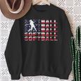 4Th Of July Softball American Flag Vintage Patriotic Sweatshirt Gifts for Old Women