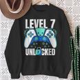 7 Year Old Gamer Gaming 7Th Birthday Level 7 Unlocked Sweatshirt Gifts for Old Women
