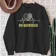 911 Dispatcher Thin Yellow Line Dispatch Us American Flag Sweatshirt Gifts for Old Women