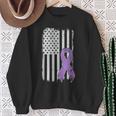Alzheimers Awareness Usa American Flag Alz Dementia Ribbon Sweatshirt Gifts for Old Women