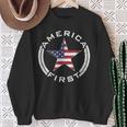 America First Usa Flag American Star Roundel Patriot Sweatshirt Gifts for Old Women