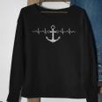 Anchor Heartbeat Sailboat Nautical Sailor Captain Sailing Sweatshirt Gifts for Old Women