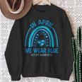 In April We Wear Blue Autism Awareness Puzzle Rainbow Sweatshirt Gifts for Old Women