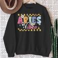 Aries Vibes Zodiac March April Birthday Astrology Groovy Sweatshirt Gifts for Old Women