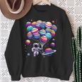 Astronaut Holding Planet Balloons Stem Science Sweatshirt Gifts for Old Women