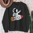 Astronaut und Rakete im Weltraum Sweatshirt, Unisex Schwarz Geschenke für alte Frauen