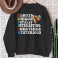 Autism Awareness Support Saying With Puzzle Pieces Sweatshirt Gifts for Old Women