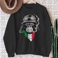 Aviator-Gorilla Grafik-Sweatshirt, Italienisches Flaggen-Schal Design, Schwarz Geschenke für alte Frauen