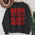 Beer Pet Dogs Sleep Repeat Red CDogLove Sweatshirt Gifts for Old Women