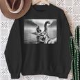 Bigfoot Riding Loch Ness Monster Surprised Scared Cat Selfie Sweatshirt Gifts for Old Women