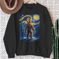 Bigfoot Starry Night Sasquatch Van Gogh Painting Sweatshirt Gifts for Old Women