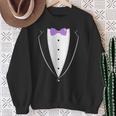 Black And White Tuxedo With Lavender Bow Tie NoveltySweatshirt Gifts for Old Women