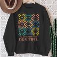 All Brains Are Beautiful Smile Face Autism Awareness Groovy Sweatshirt Gifts for Old Women