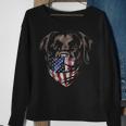 Brown Labrador In Patriotic Usa America Bandana Dog Sweatshirt Gifts for Old Women