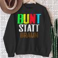 Bunt Statt Braun Sweatshirt, Farbblock-Schrift Design, Schwarzes Tee Geschenke für alte Frauen