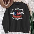 You Can't Spell Sausage Without Usa Patriotic American Flag Sweatshirt Gifts for Old Women