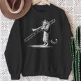 Cat Playing Trombone Player Trombonist Instrument Sweatshirt Gifts for Old Women