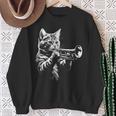 Cat Playing Trumpet Vintage Jazz Musician Trumpeter Sweatshirt Gifts for Old Women