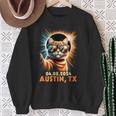 Cat Taking A Selfie Total Solar Eclipse 2024 Austin Texas Sweatshirt Gifts for Old Women