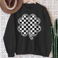 Checkered Four Leaf Clover Race Car Gamer St Patrick's Day Sweatshirt Gifts for Old Women