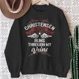 Christensen Blood Runs Through My Veins Last Name Family Sweatshirt Gifts for Old Women