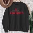 Cincinnati Baseball Minimalist City Skyline Baseball Lover Sweatshirt Gifts for Old Women