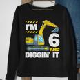 Construction Truck 6Th Birthday 6 Years Old Digger Excavator Sweatshirt Gifts for Old Women