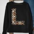 Cool Letter L Initial Name Leopard Cheetah Print Sweatshirt Gifts for Old Women