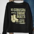 My Cousin Wears Combat Boots Dog Tags Proud Military Family Sweatshirt Gifts for Old Women