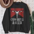 Cowboys & Beer Vintage Rodeo Bull Horn Western Country Sweatshirt Gifts for Old Women