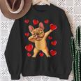 The Cream French Bulldog Dabbing Heart Valentines Day Sweatshirt Gifts for Old Women