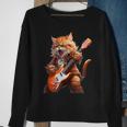 Cute Cat Playing Guitar Cat Lover Graphic Cat Kitten Lover Sweatshirt Gifts for Old Women