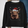 Cute Highland Cow Christmas Santa Hat Xmas Pajama Sweatshirt Gifts for Old Women