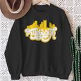 Cute Pittsburgh Skyline Black And Yellow Lettering Sweatshirt Gifts for Old Women