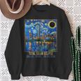 Dallas Texas Skyline Artistic Total Solar Eclipse 2024 Sweatshirt Gifts for Old Women