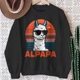 Damen Alpapaatertag Bester Papa Alpaka Alpapa Mit Sonnenbrille Mit-Ausschnitt Sweatshirt Geschenke für alte Frauen