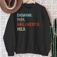 Damen Lustige Idee Zumatertag Ehemann Papa Grillmester Held Mit-Ausschnitt Sweatshirt Geschenke für alte Frauen