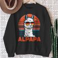 Damen Retrointage Alpapaatertag Bester Papa Alpaka Alpapa Mit-Ausschnitt Sweatshirt Geschenke für alte Frauen